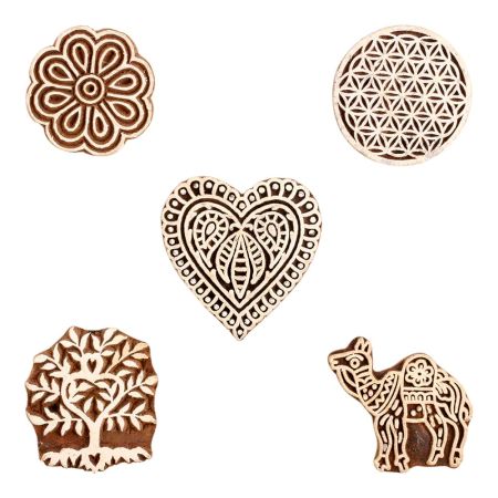 Set of 5 Piece New Mix Wooden Printing Block